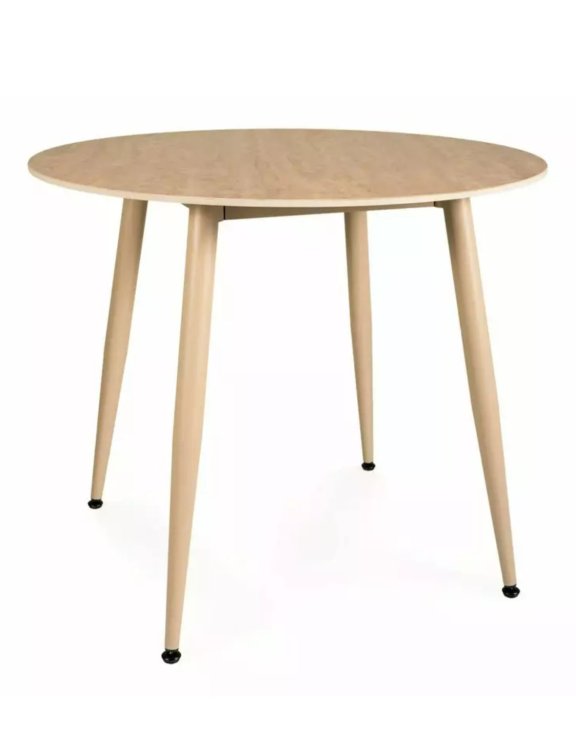 Stół okrągły Rion 90 cm – ceramika Travertine, beż, kaszmir