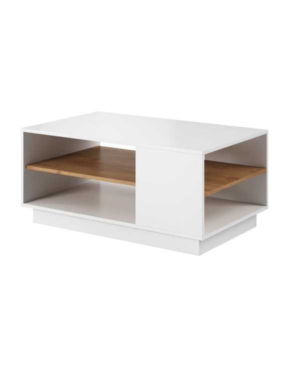 Stolik kawowy z półką 3D G 1S 100 cm – biały z dębem craft złotym