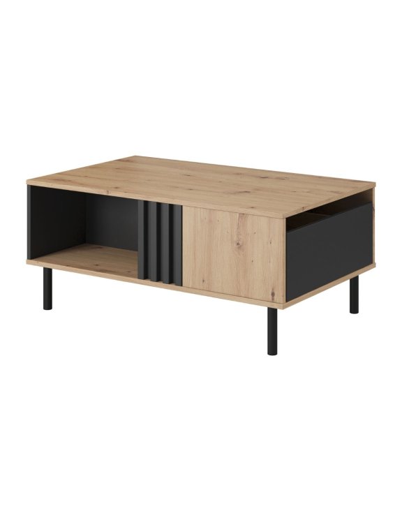 Stolik kawowy z szufladą Madis F – dąb artisan / antracyt