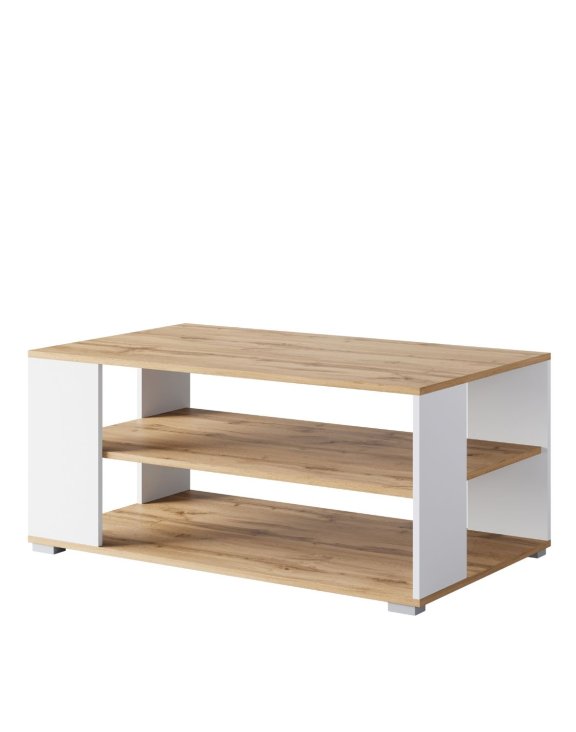 Stolik kawowy 100/60 cm ława z półką dąb wotan/biały Nairobi I