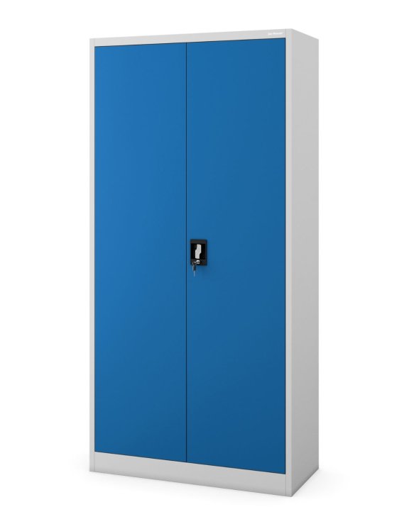 Biurowa szafa metalowa JAN: szaro-niebieska 90x185 cm