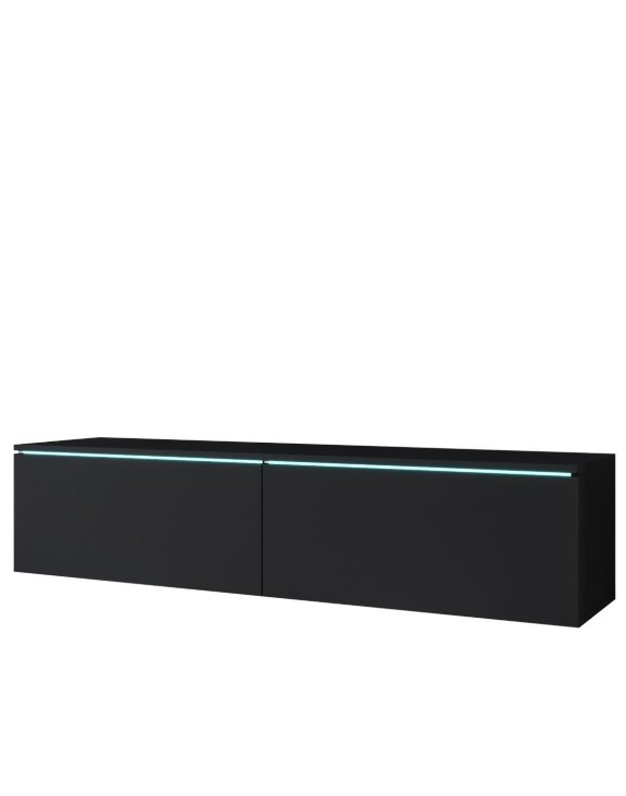 Szafka RTV LED 140 cm wisząca lub stojaca czarny grafit Lowboard D