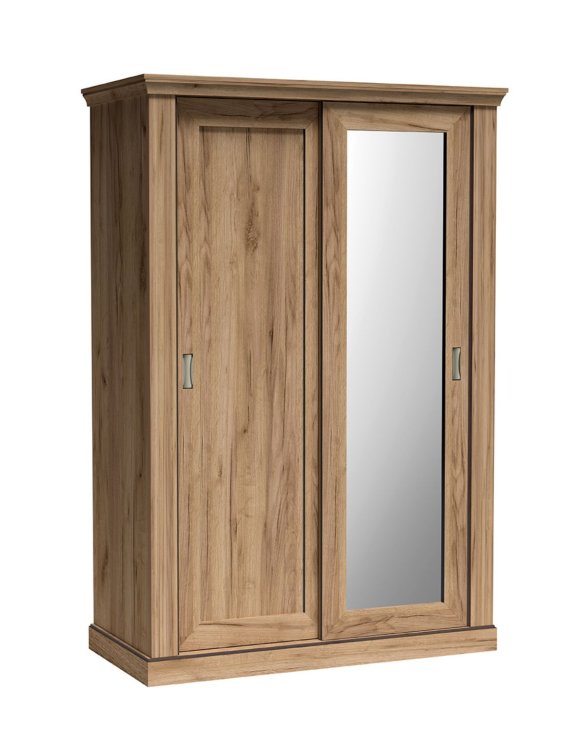 Szafa przesuwna z lustrem Antica A-146 kraft złoty - 146 cm