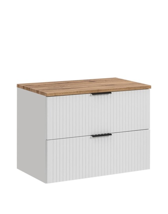 Szafka pod umywalkę z blatem 80 cm ADEL ryflowana biała (SET-ADW B 80 CM)