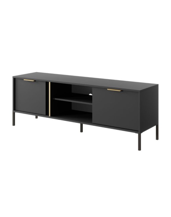 Szafka RTV Lars G antracyt ze złotymi detalami 153 cm