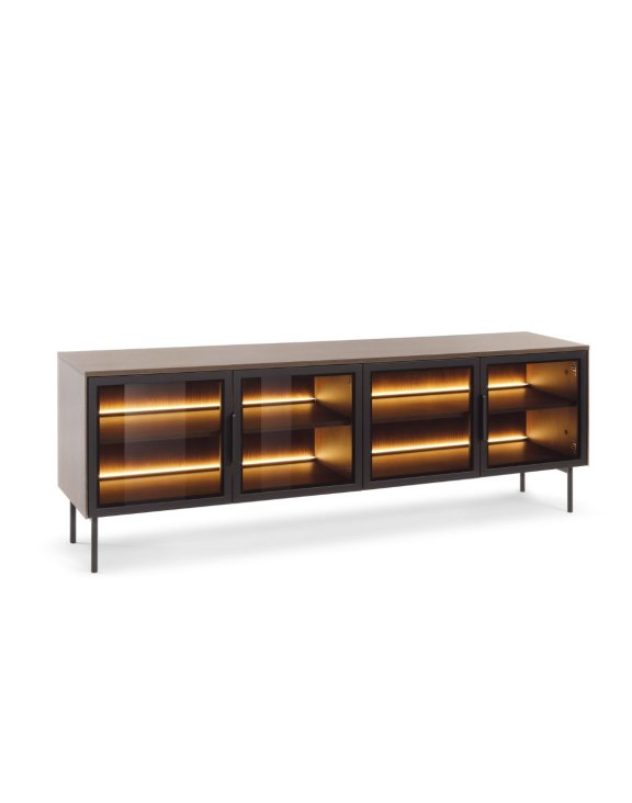 Szafka RTV z przeszklonymi frontami Lumi D 181 cm + LED