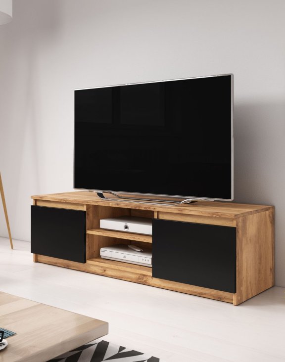 Mała szafka RTV 120 cm Dingo dąb wotan/czarny