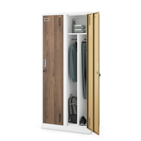 Szafa ubraniowa pracownicza Kacper Eco Design: biała/orzech