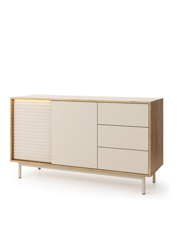 Kaszmirowa komoda 140 cm z szufladami i szafkami Tila TI3