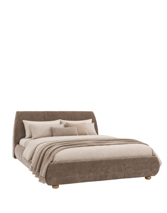 Łóżko dwuosobowe tapicerowane Treviso z pojemnikiem 160x200, taupe