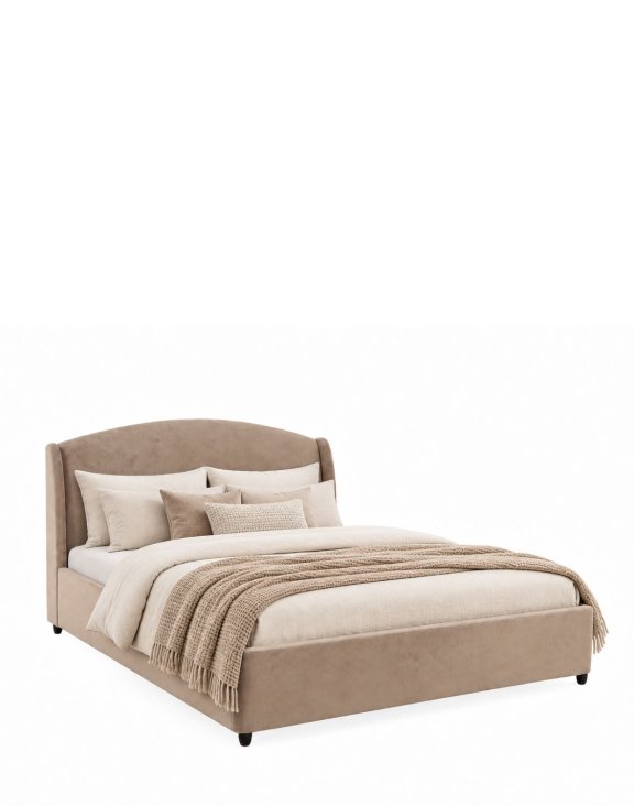 Eleganckie łóżko dwuosobowe tapicerowane Venazio z pojemnikiem 160x200, taupe