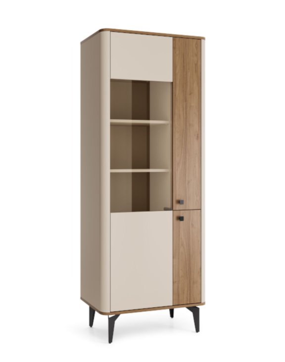 Witryna do salonu 73 cm na nóżkach kaszmir/orzech royal Aurena AU2