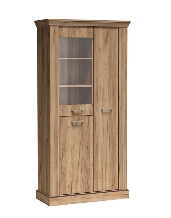 Wysoka witryna do salonu Antica A-10 198 cm kraft złoty