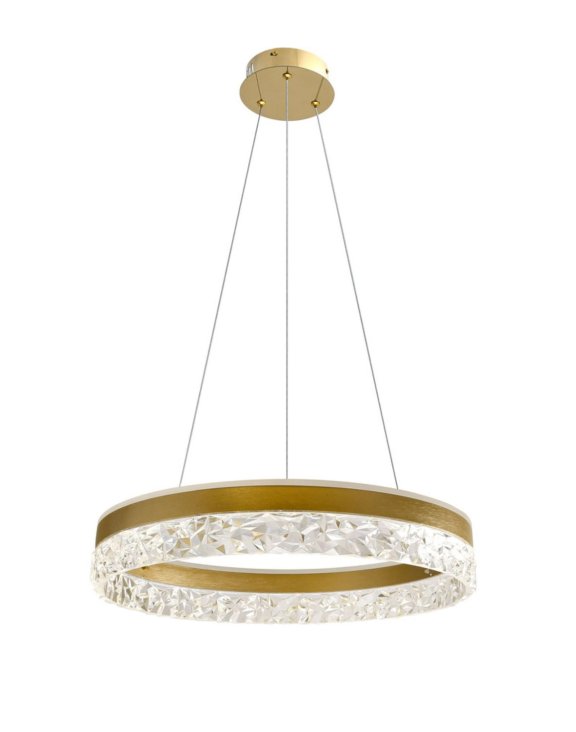 Żyrandol do salonu glamour LED Frozi złoty z kryształkami