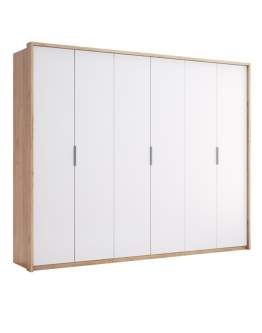 Duża szafa Asti 6-drzwiowa dąb craft/biały połysk (AS-26-WB)