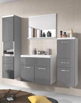 Wiszący zestaw łazienkowy Alba biały/szary połysk (ALB0G00)