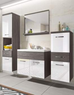 Wiszący zestaw łazienkowy Alba sosna bodega/biały połysk (ALB0N00)