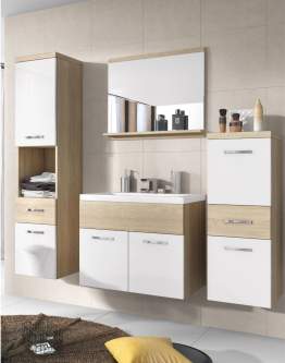 Wiszący zestaw łazienkowy Alba sonoma/biały połysk (ALB0100)