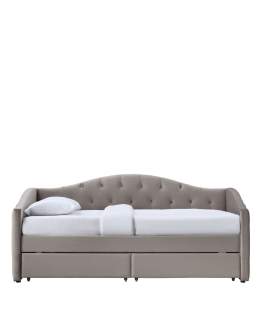 Łóżko pojedyncze z szufladami Aloha 90x200, beżowy velvet