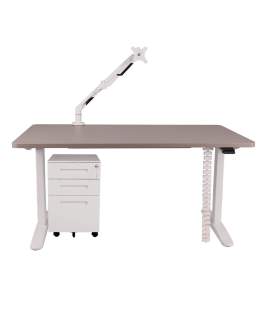 Zestaw: Biurko Alto 102 White + uchwyt na monitor + osłona kabli + kontenerek