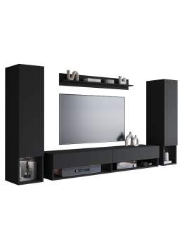 Meblościanka podwieszana RTV zestaw mebli telewizyjnych Amadeo II czarny grafit (AMD02Z)