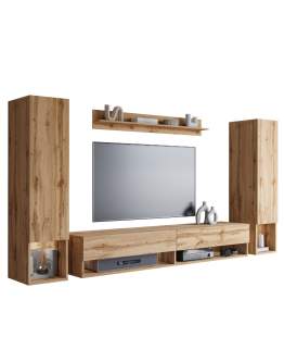 Meblościanka podwieszana RTV zestaw mebli telewizyjnych Amadeo II dąb wotan (AMD02W)