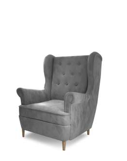 Fotel uszak Aros 1F, szary, velvet