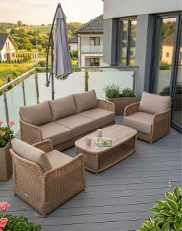 Zestaw ogrodowy Aruba: sofa, 2 fotele, stolik kawowy