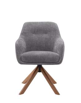 Scaun de dining pivotant Avola gri, picioare din lemn