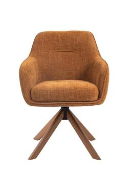 Krzesło obrotowe do jadalni Avola, rude, drewniane nogi (53250002)