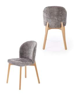 Jídelní židle Basso, šedá, bukové dřevo přírodní dub