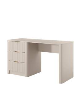 Beżowe biurko Lante N - toaletka glamour z ryflowanymi frontami