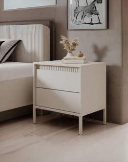 Beżowy stolik nocny z szufladami Senso 2S (3140) - OUTLET