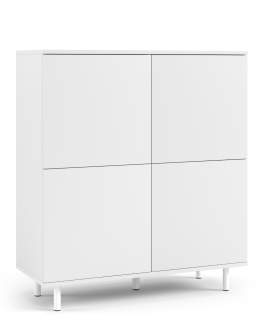 Biała komoda z szafkami Logan 4D na wysokich nóżkach