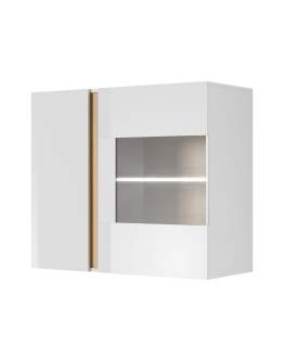 Dulap suspendat cu geam Arco, alb/stejar grandson