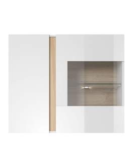 Witryna wisząca Arco D – biały połysk/dąb grandson