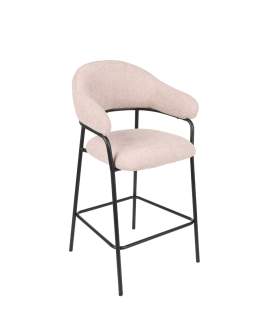 Hoker do kuchni z podnóżkiem Bianca, tapicerowany, beżowy