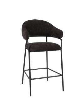 Hoker do kuchni z podnóżkiem Bianca, tapicerowany, czarny