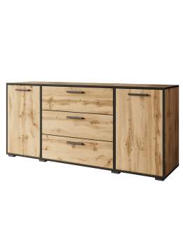 Nowoczesna komoda Bogota 150 dąb wotan/czarny grafit (BOG150W/Z)