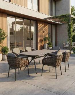 Zestaw ogrodowy Borneo: stół i 6 krzeseł