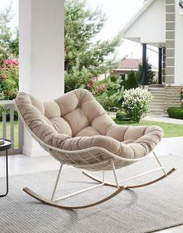 Fotel bujany ogrodowy na płozach Havana beżowy - do ogrodu i salonu