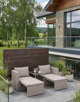 Zestaw ogrodowy Capri 6w1, technorattan, modułowy, brązowo-szary