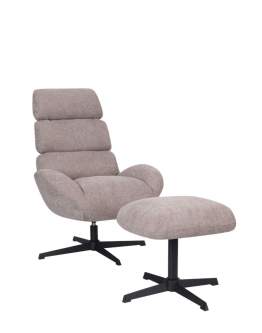Otočné kreslo Cloud s podnožkou Uni v tmavobéžovej farbe