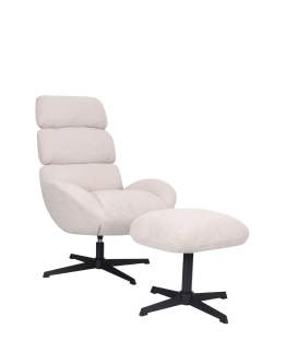 Otočné křeslo Cloud s podnožkou Uni ve světle béžové barvě