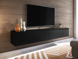 Comodă TV suspendată/independentă Lowboard, negru grafit (180 cm)
