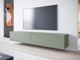 Comodă TV suspendată/independentă Lowboard, verde (180 cm)