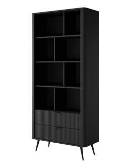 Czarny regał na książki z szufladami Lante A