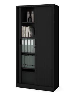 Dulap metalic DAMIAN cu uși glisante, negru