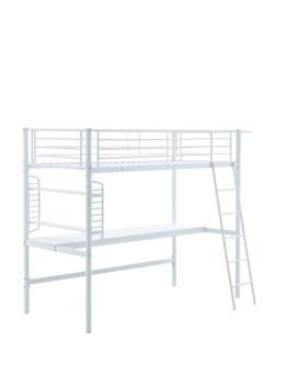 Łóżko piętrowe z biurkiem Dolce 90x200, białe