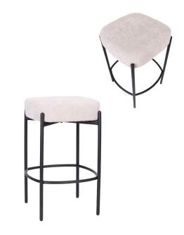 Kwadratowy hoker do kuchni z podnóżkiem Dolly, beżowy